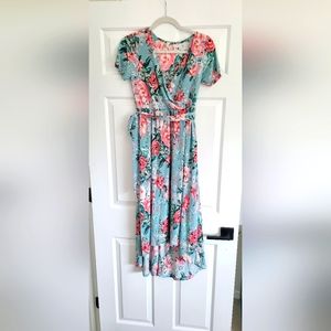 Pink Blush floral wrap dress